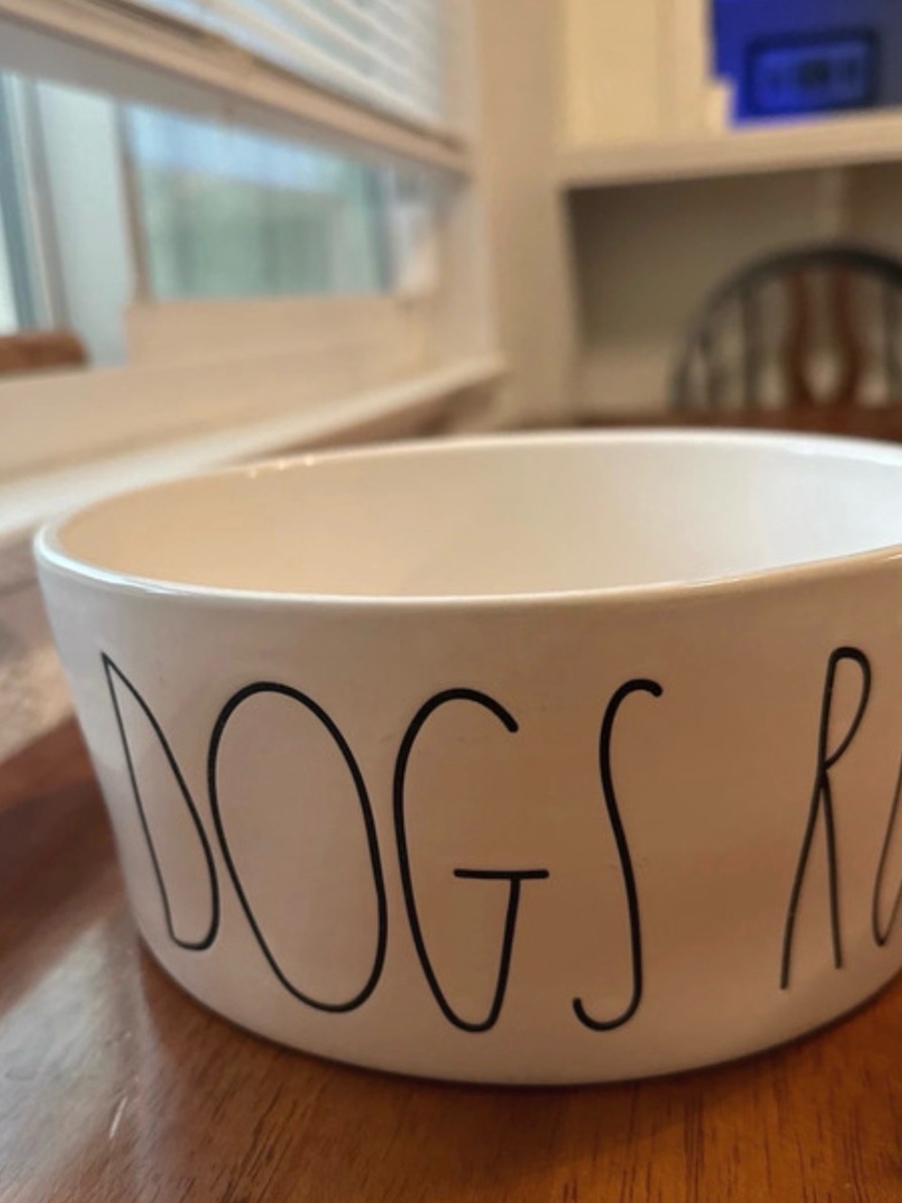 Rae Dunn White Ceramic "DOGS" Pet Bowl with Black Lettering